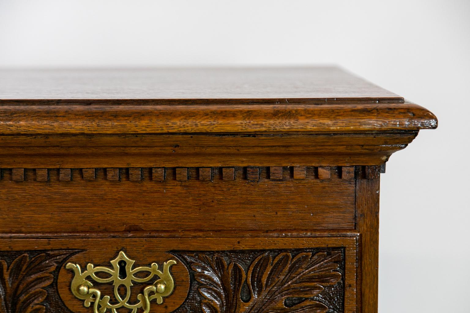 English Oak Carved Four Drawer Chest In Good Condition For Sale In Wilson, NC