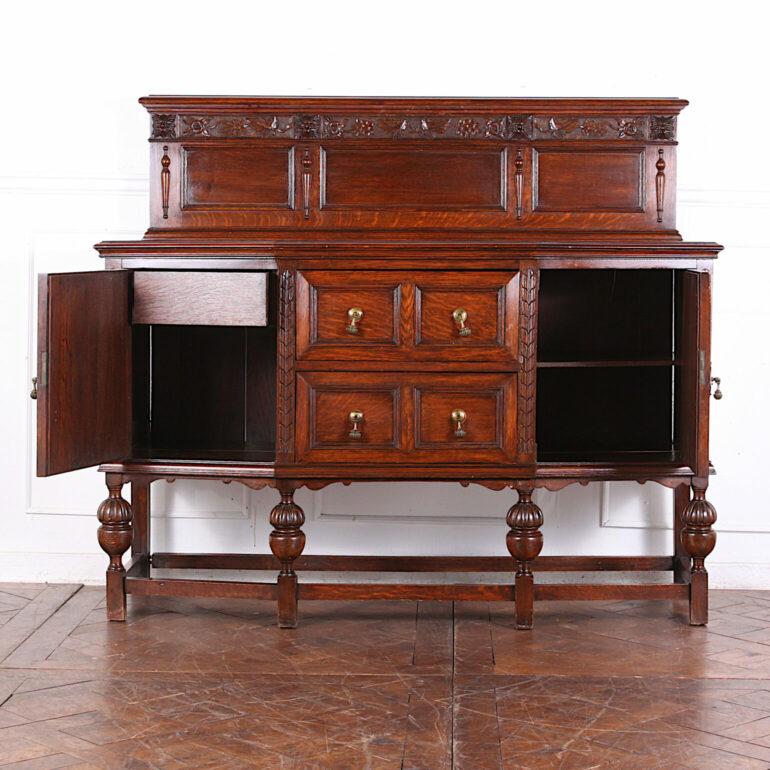 Mid-20th Century English Oak Carved Sideboard