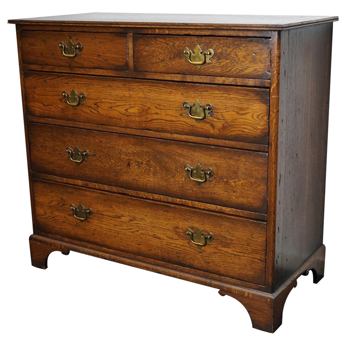 English Oak Chest of Drawers, Early 20th Century