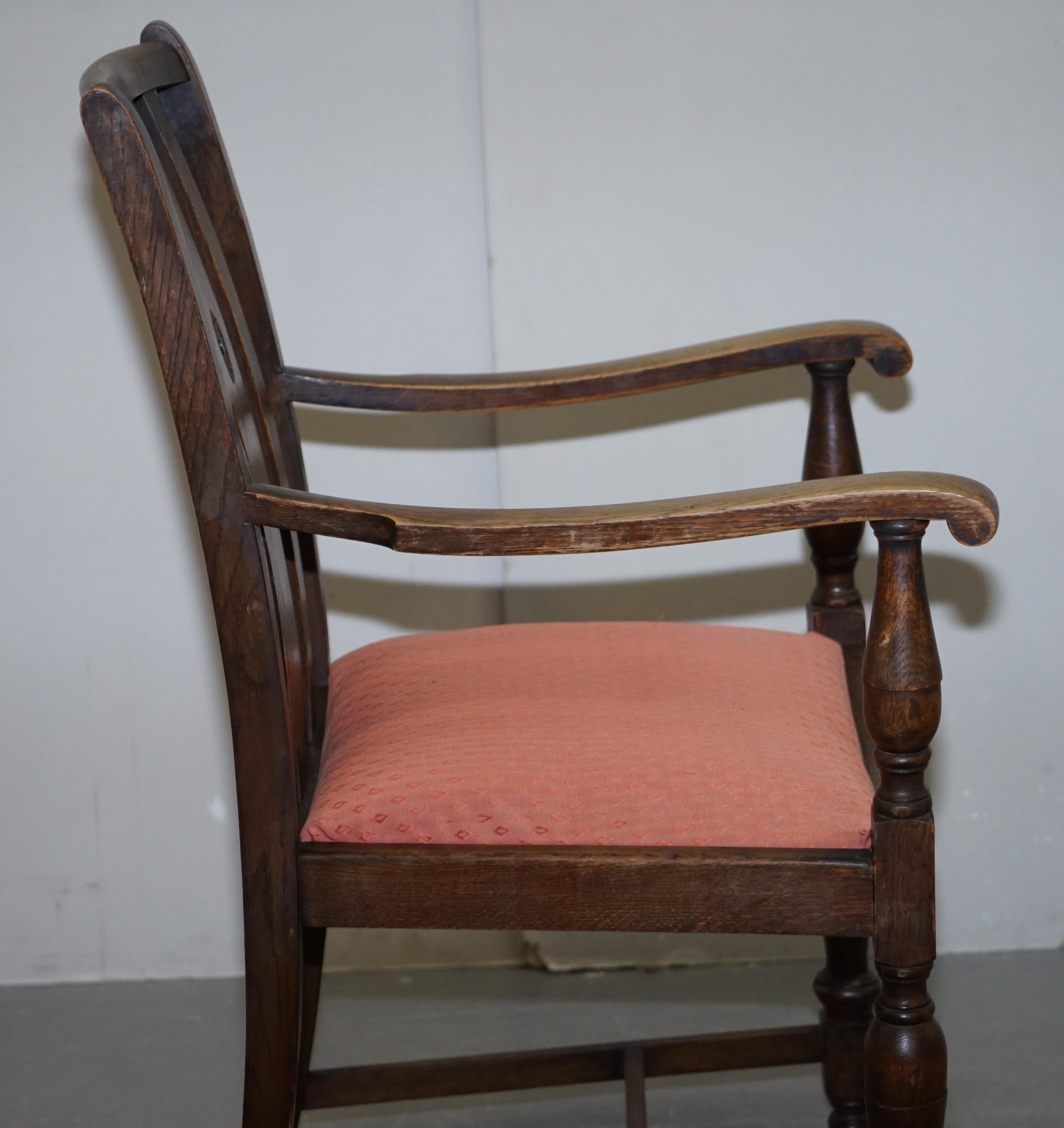 English Oak circa 1940s Carver Occasional Armchair Lovely Timber Patina For Sale 7