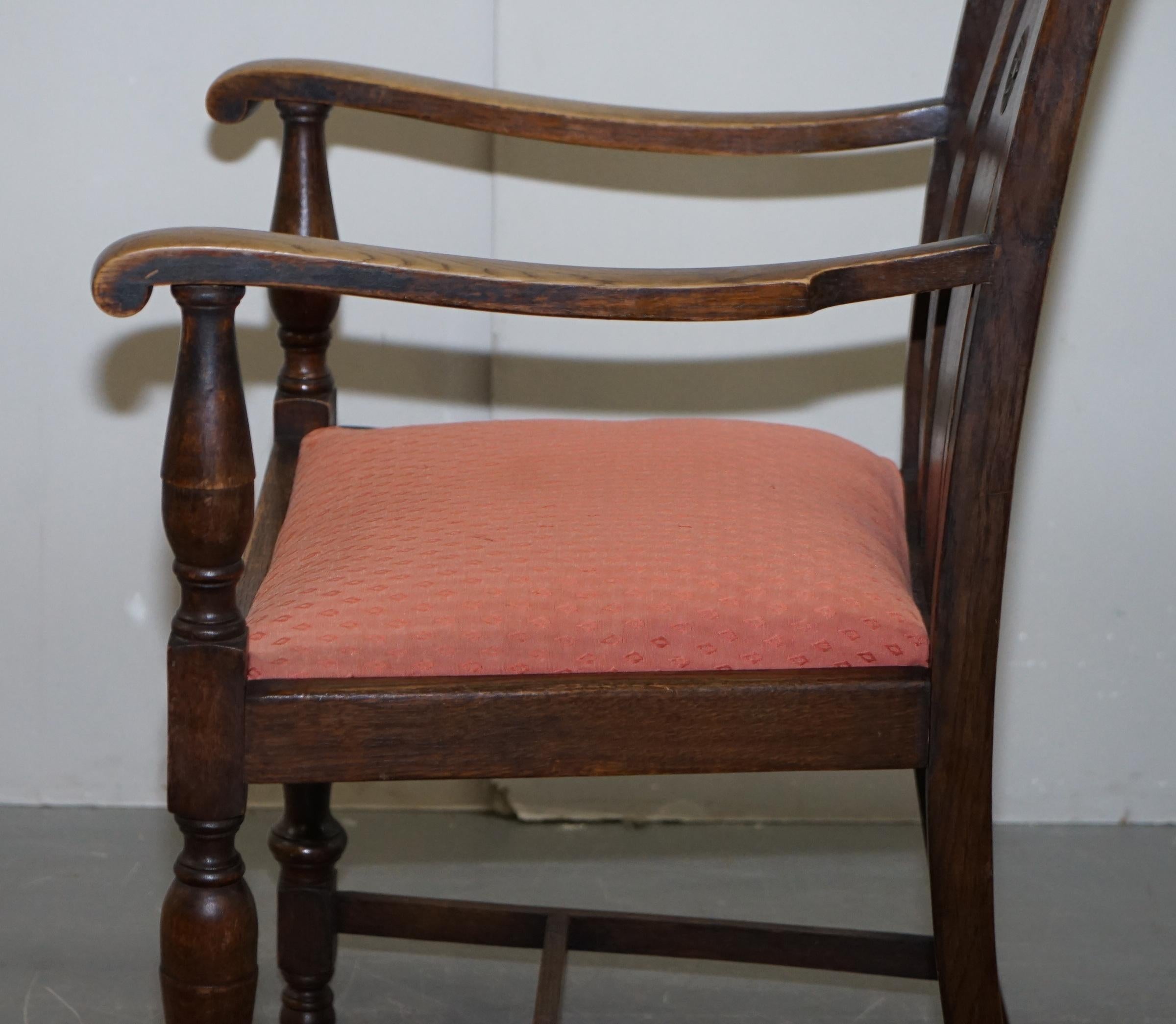 English Oak circa 1940s Carver Occasional Armchair Lovely Timber Patina For Sale 11