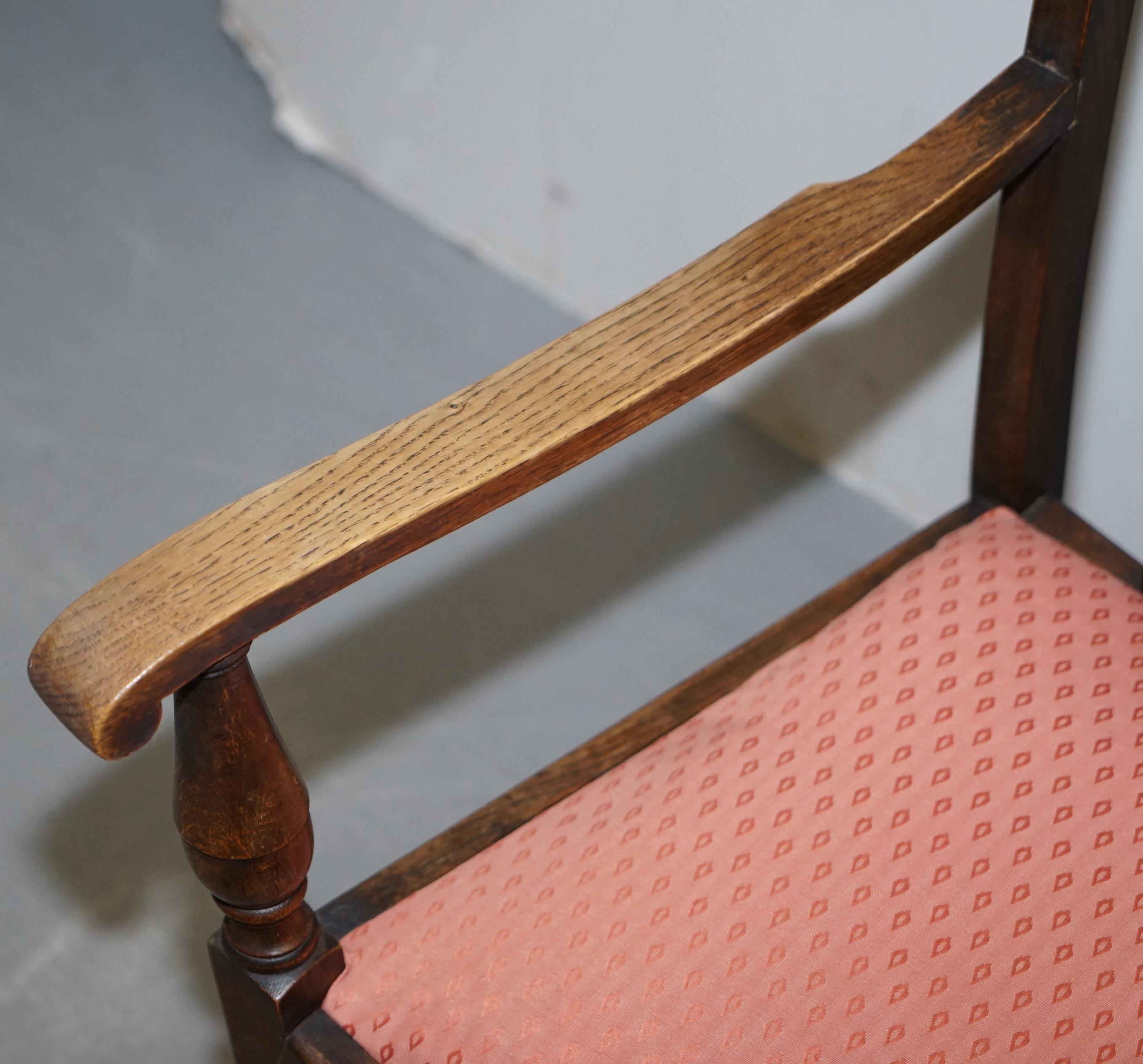 Victorian English Oak circa 1940s Carver Occasional Armchair Lovely Timber Patina For Sale