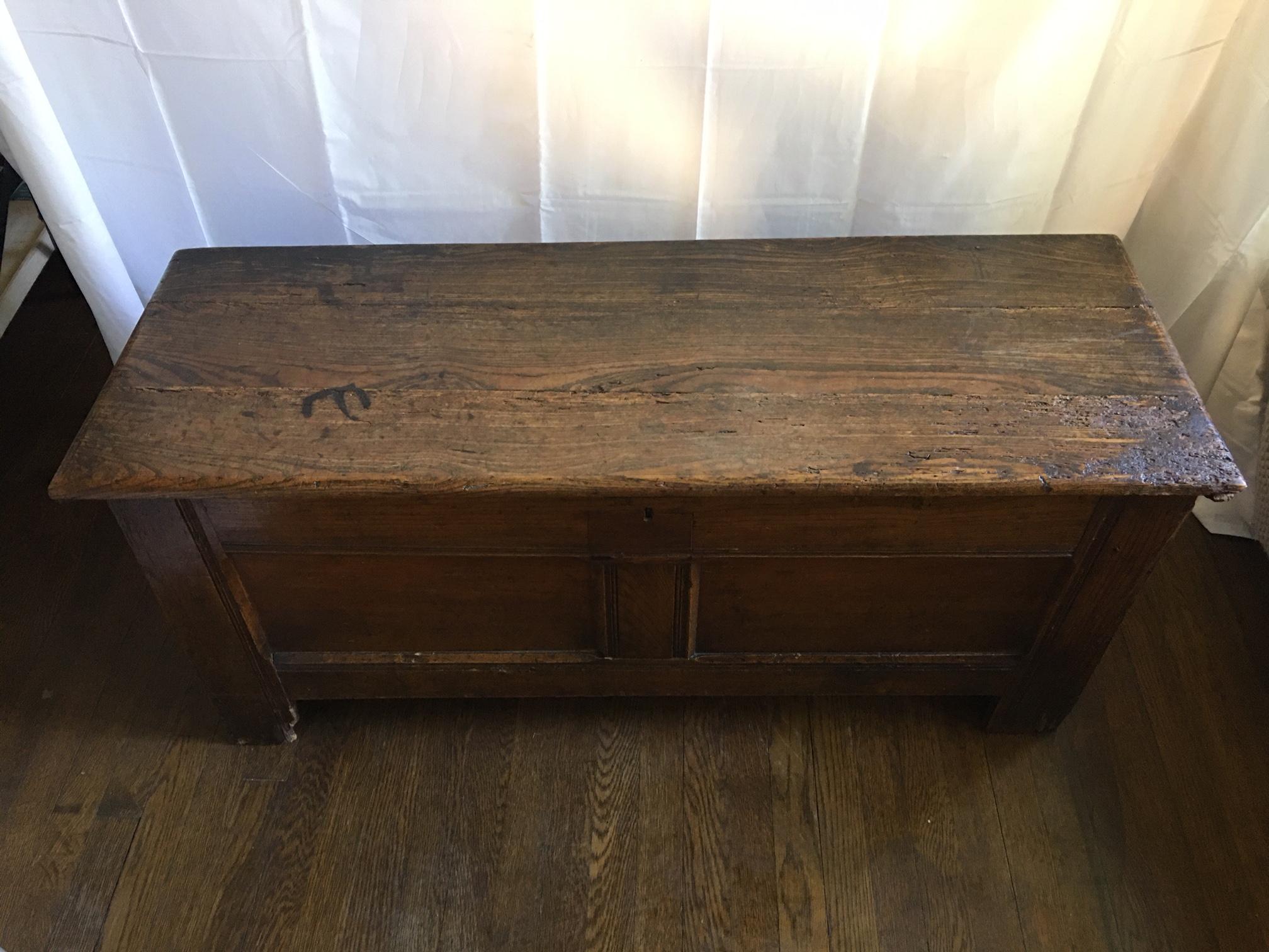 English Oak Coffer with Decorative Panels, 19th Century In Good Condition In Savannah, GA