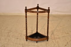 English Oak Corner Umbrella or Stick Stand, Circa 1900