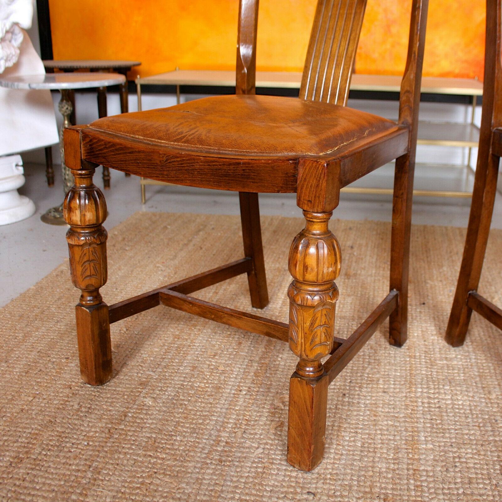 20th Century English Oak Dining Table and 4 Chairs