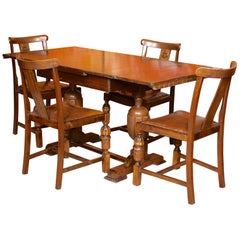 English Oak Dining Table and 4 Chairs