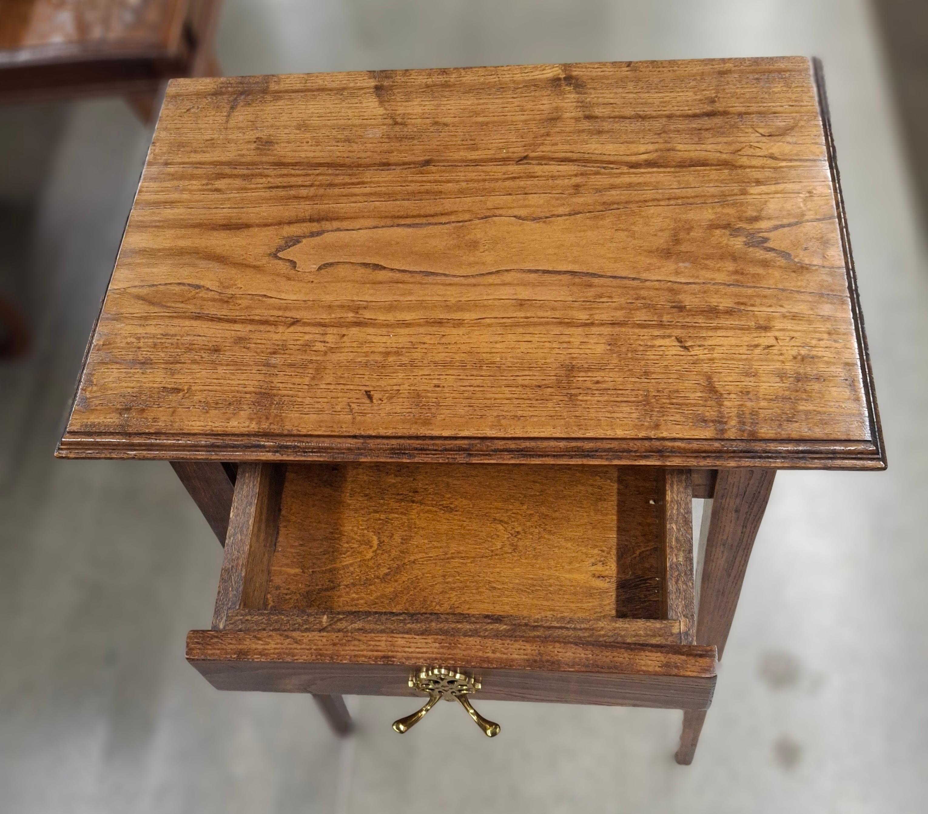 English Oak Directoire Style Tall Work Table w/ Chippendale Pull & Tapered Legs For Sale 5