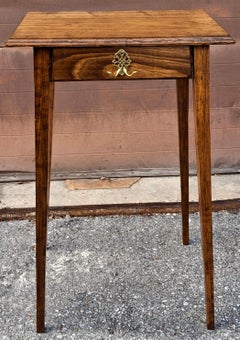 English Oak Directoire Style Tall Work Table w/ Chippendale Pull & Tapered Legs