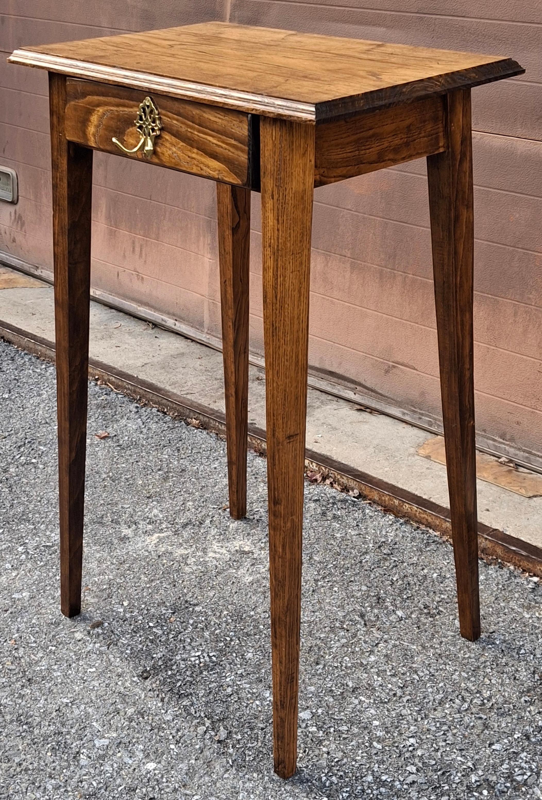 20th Century English Oak Directoire Style Tall Work Table w/ Chippendale Pull & Tapered Legs For Sale