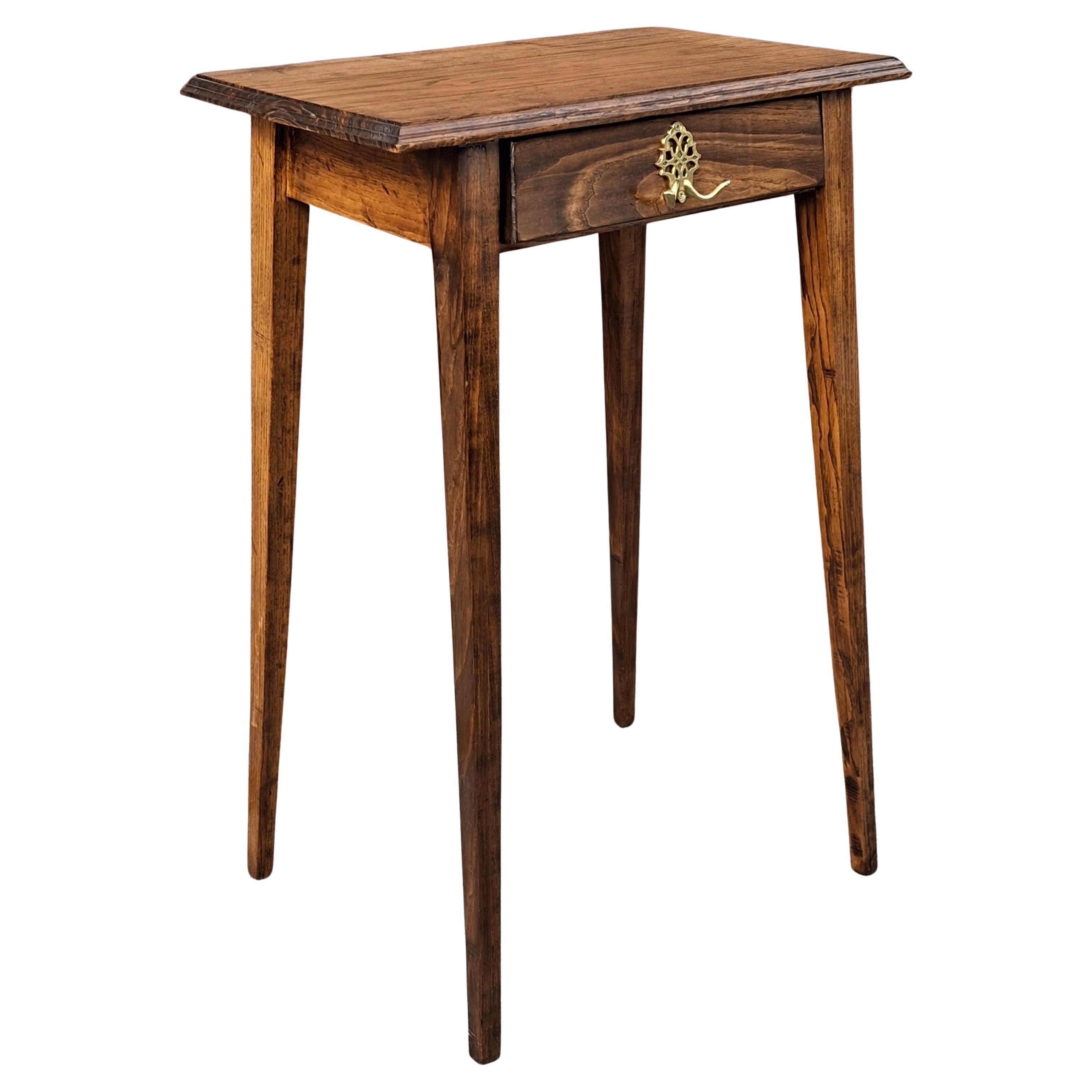 English Oak Directoire Style Tall Work Table w/ Chippendale Pull 
Tapered Legs For Sale
