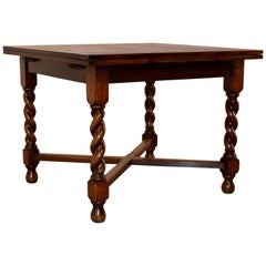 Antique English Oak Draw Leaf Table, circa 1900