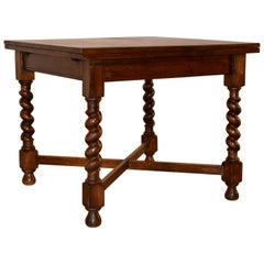 Antique English Oak Draw Leaf Table, Circa 1900