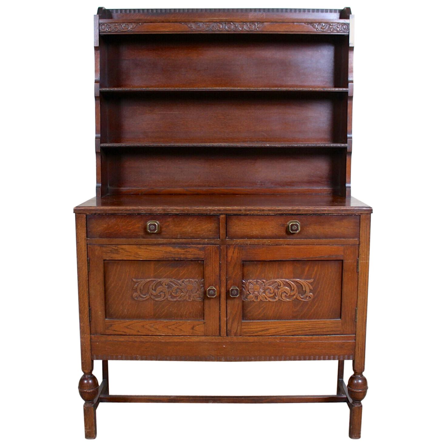 English Oak Dresser Arts & Crafts Country Drinks Cabinet For Sale