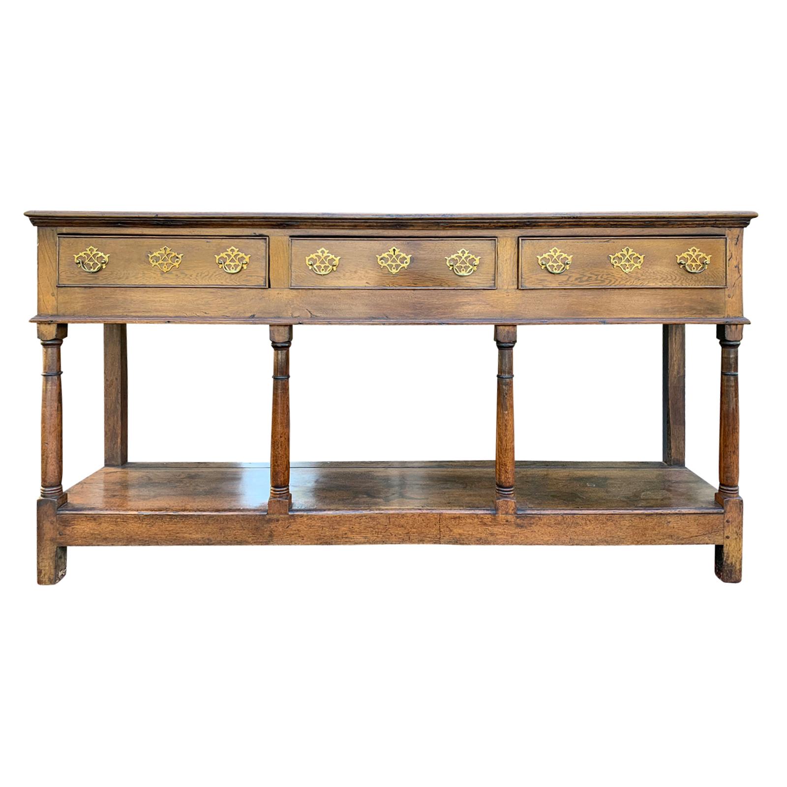 English Oak Dresser Base, All Original, circa 1790s