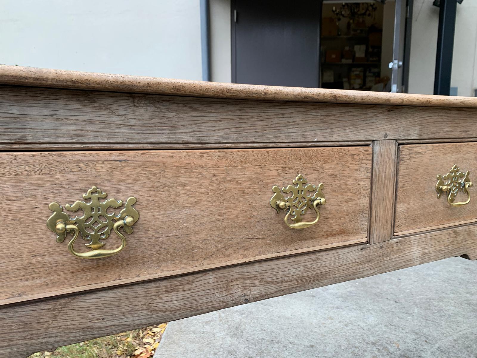 English Oak Dresser Base with Scrubbed Finish, Three Drawers, circa 1800 10