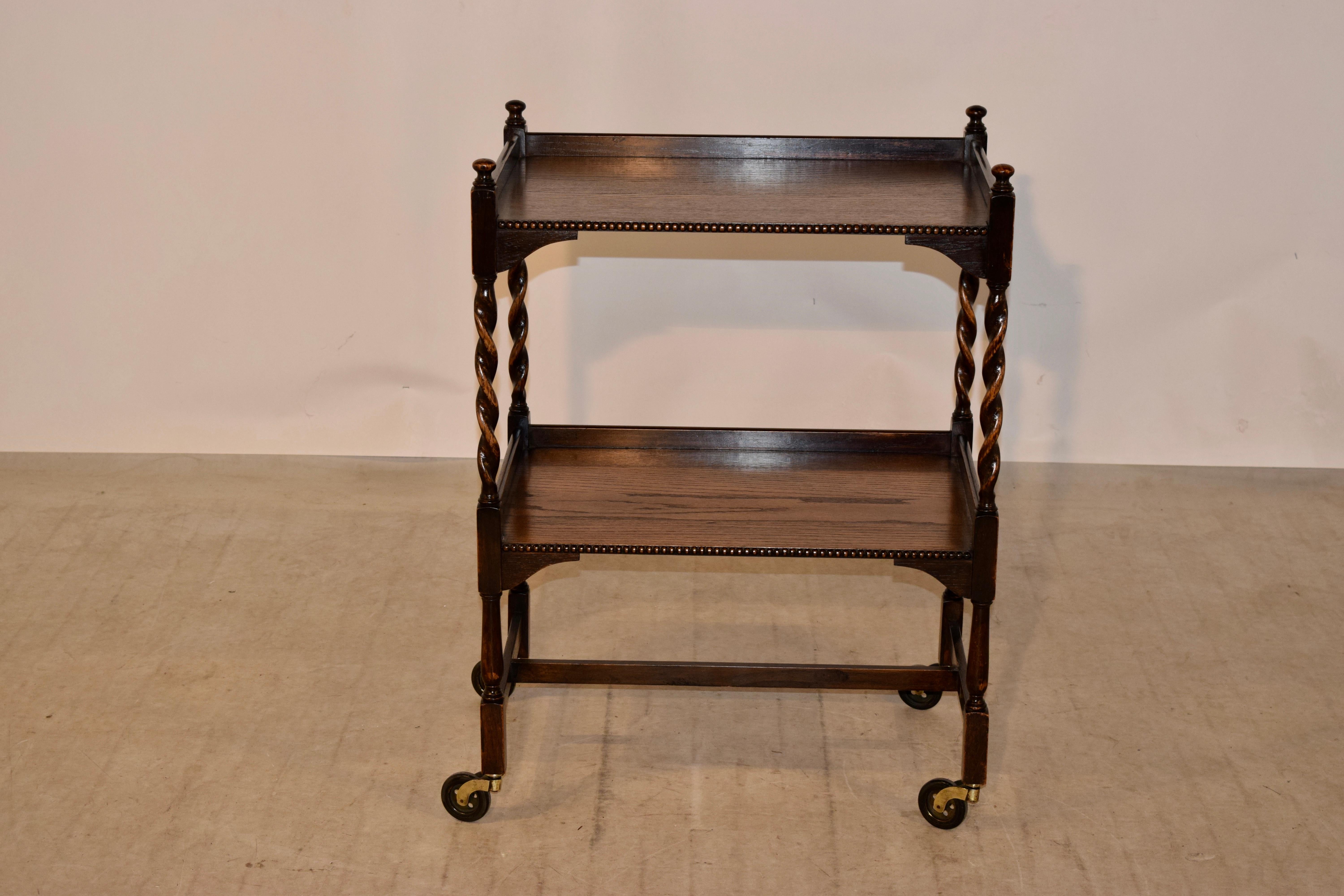 English Oak Drinks Cart, circa 1900 In Good Condition In High Point, NC