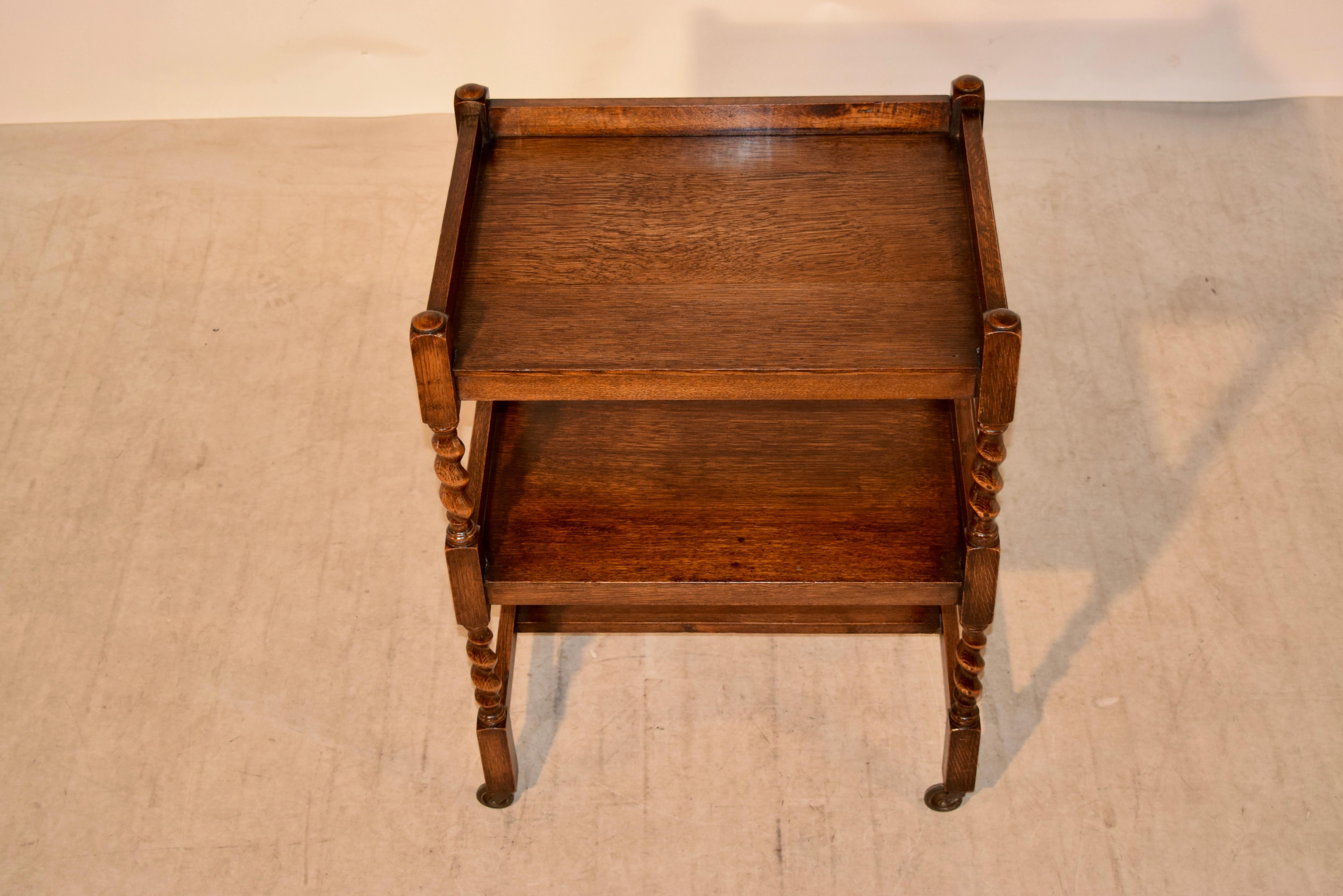 English Oak Drinks Cart, circa 1900 In Good Condition In High Point, NC