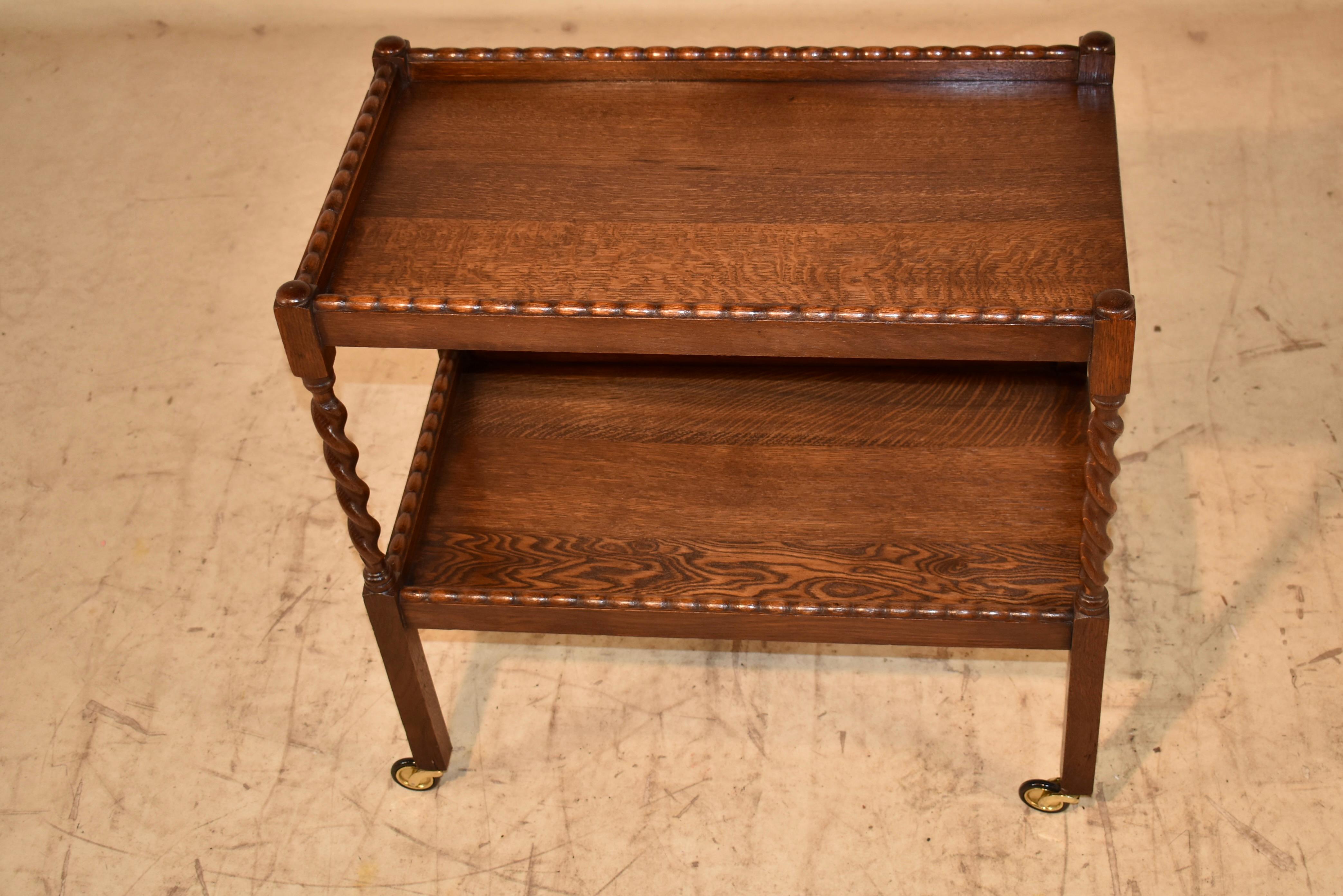 Carrello portabevande inglese in Oak, circa 1900 In condizioni buone in vendita a High Point, NC