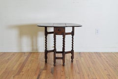 English Oak Drop-Leaf Table with One-Drawer, 19th Century