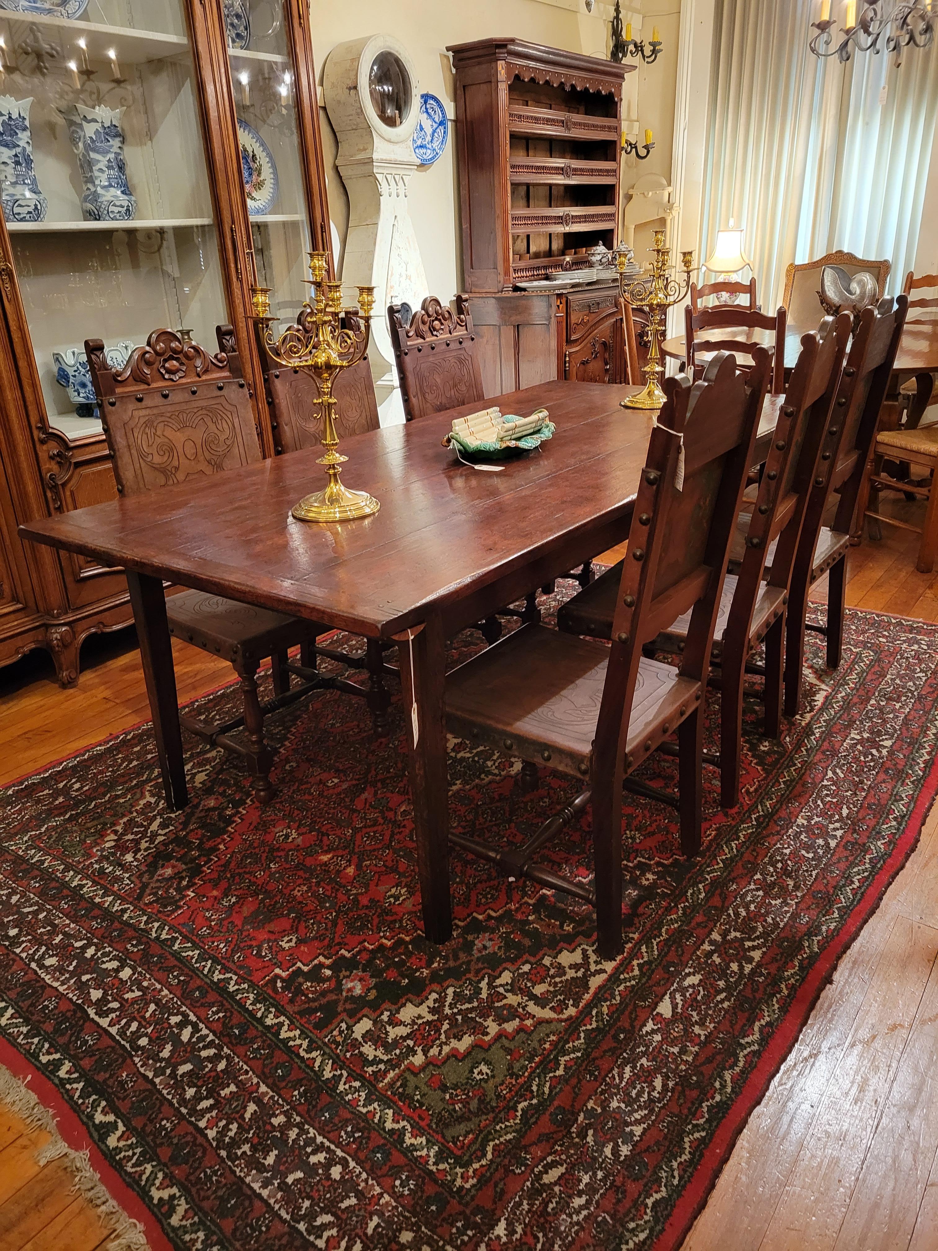 20th Century English Oak Farm Table with Two End Leaves