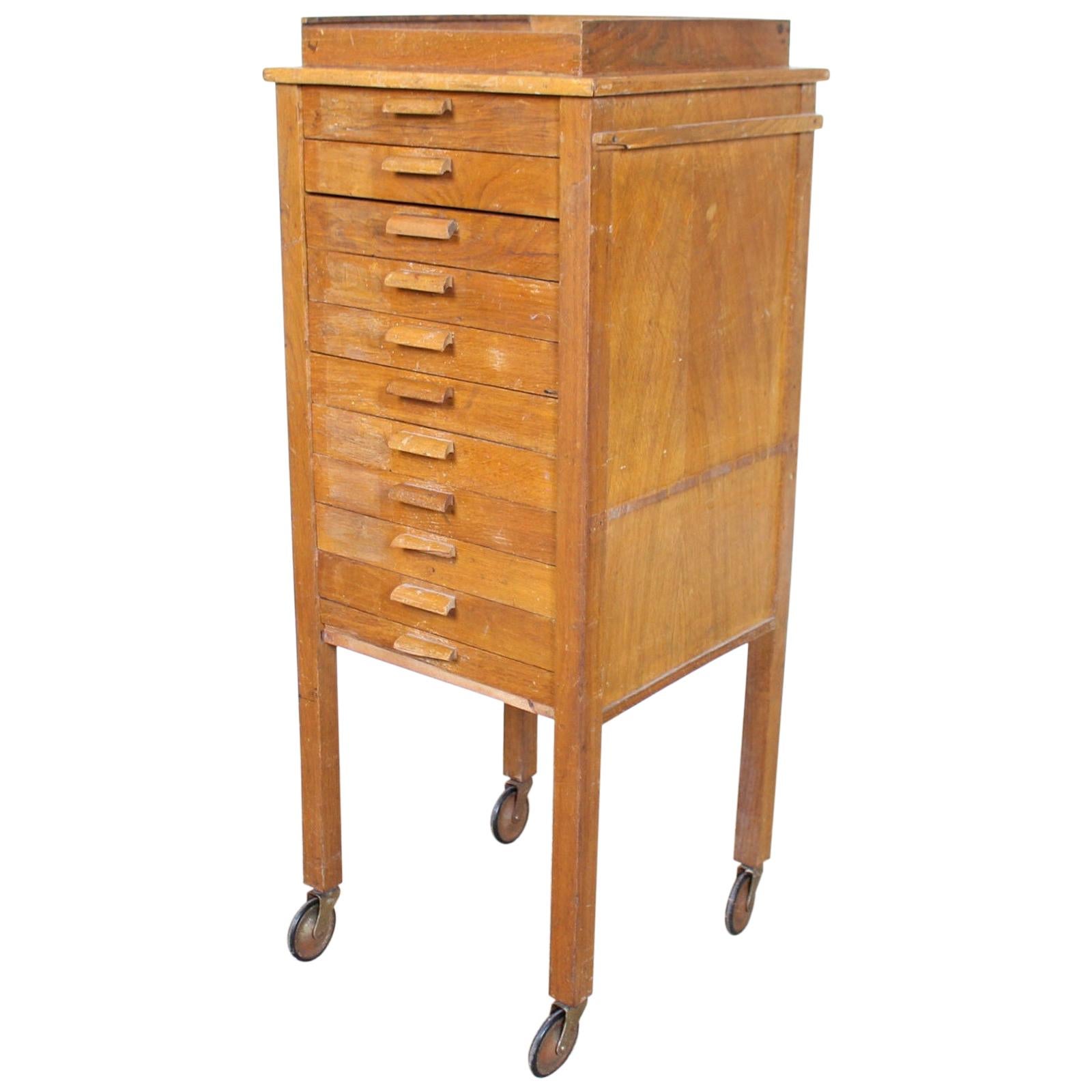 English Oak Filing Chest of Drawers Country Portable
