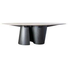 English Oak, Fossil Stone Altor Dining Table by Mythology