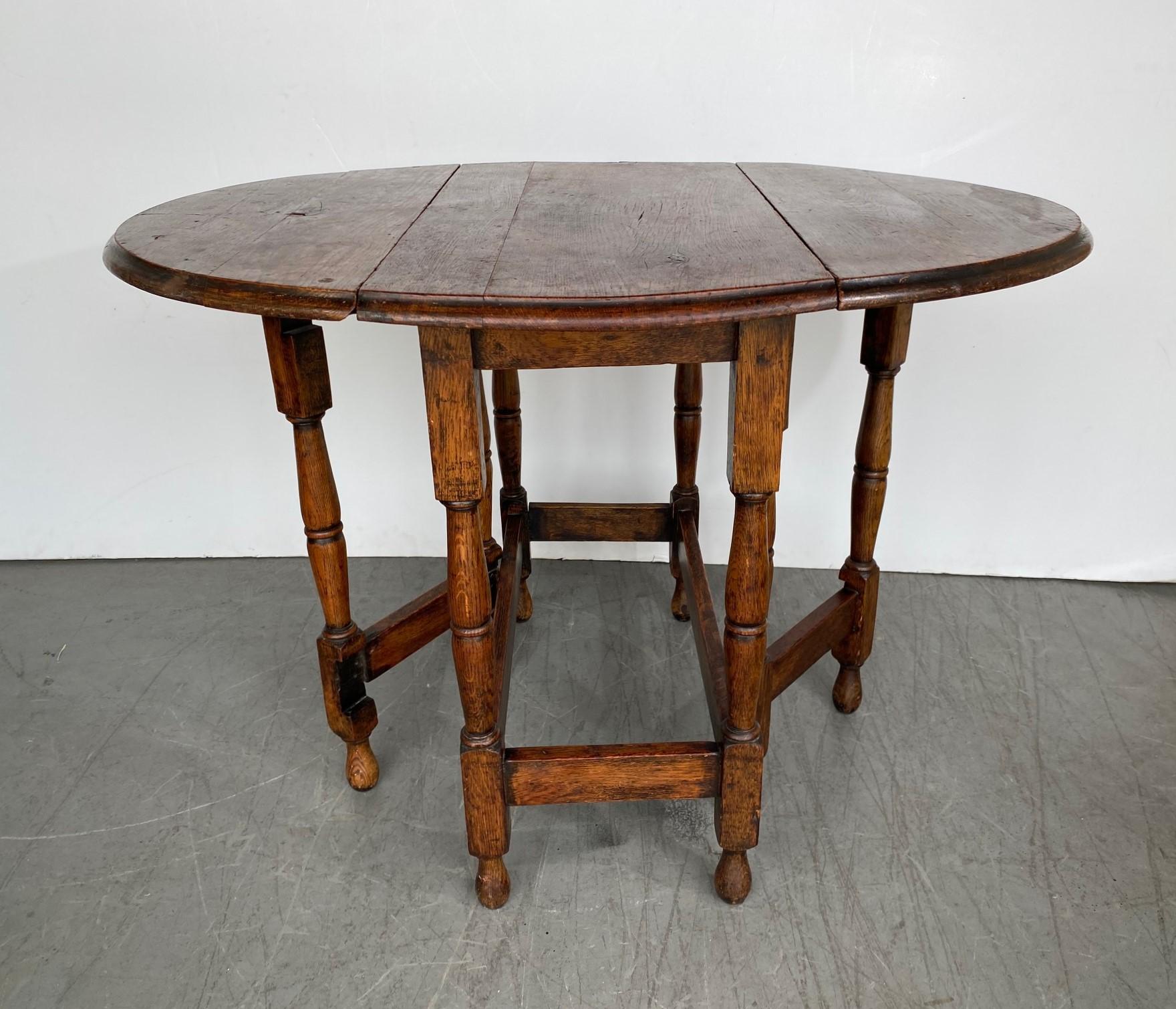 English Oak Gate-Leg Drop Leaf Table 1