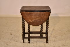 English Oak Gate Leg Side Table, circa 1900