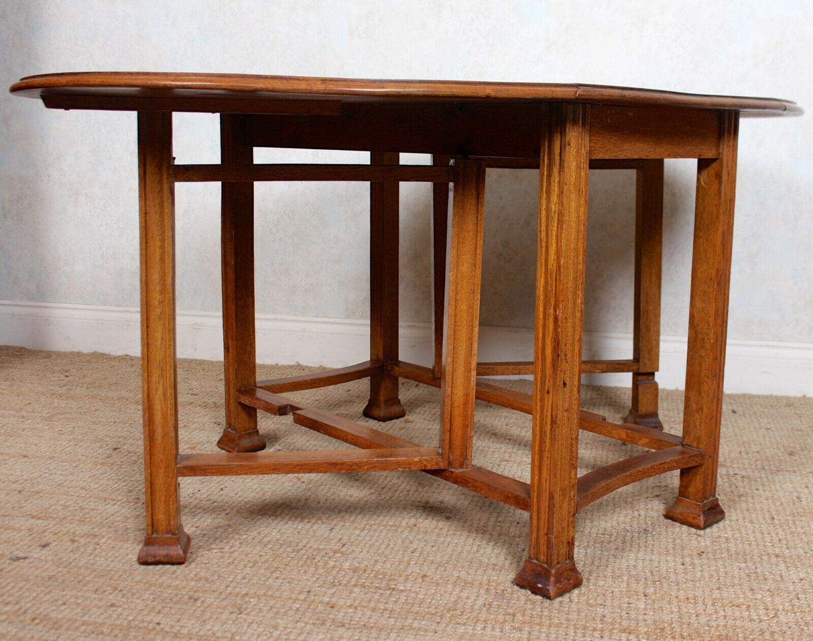 English Oak Gateleg Dining Table Carved Solid Folding Kitchen Table For Sale 7