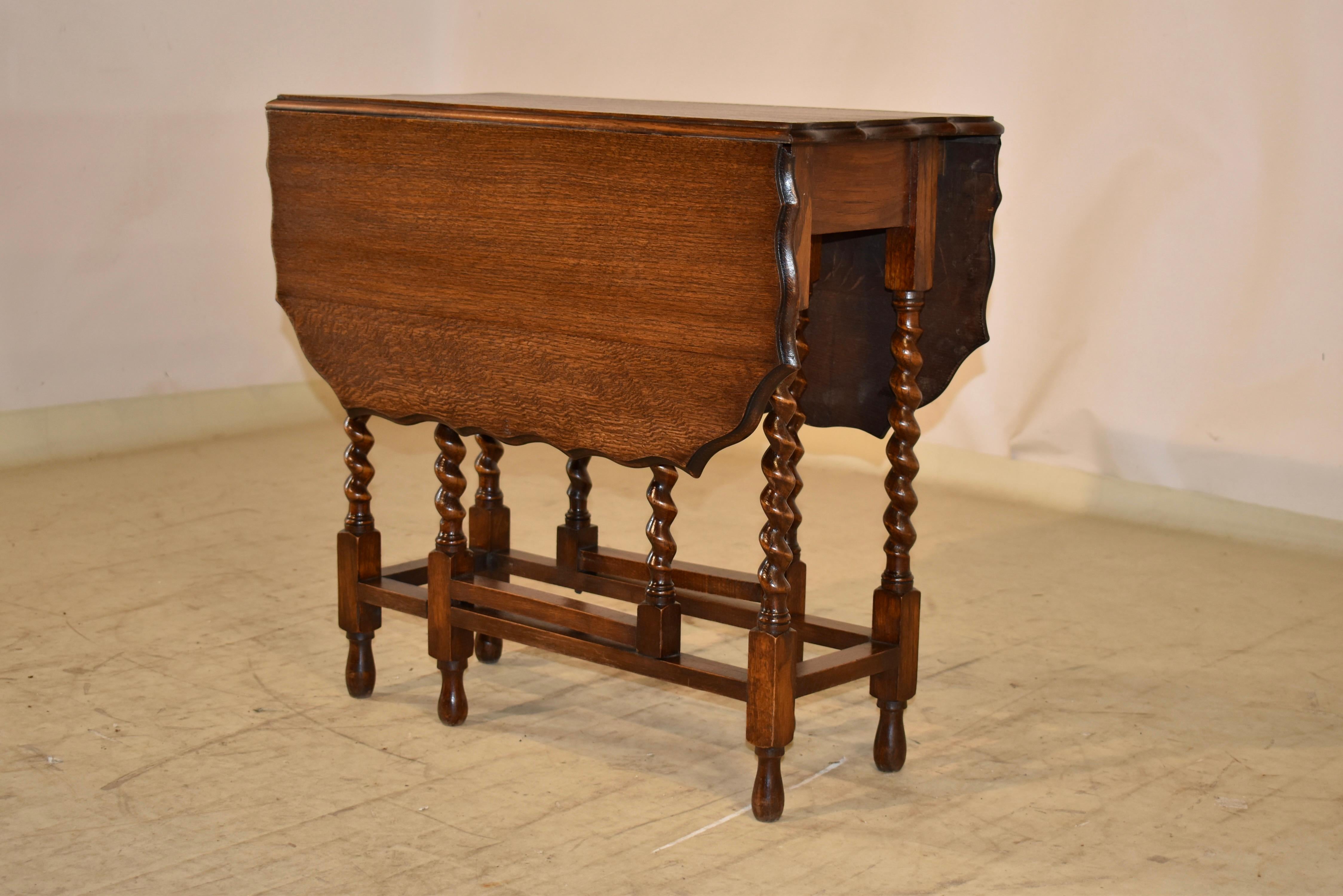 Turned English Oak Gateleg Table, Circa 1900 For Sale