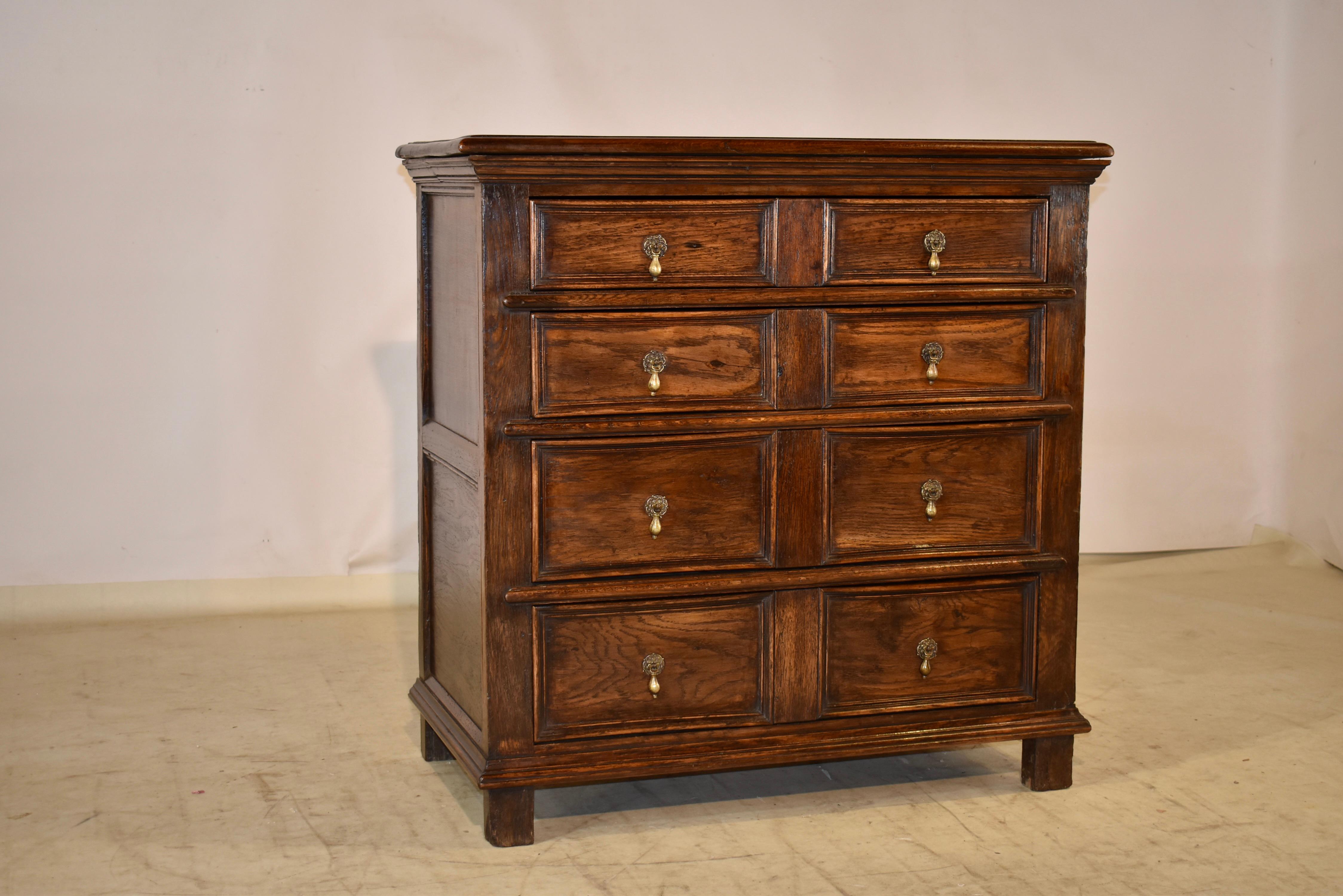 William and Mary English Oak Geometric Chest of Drawers, circa 1940