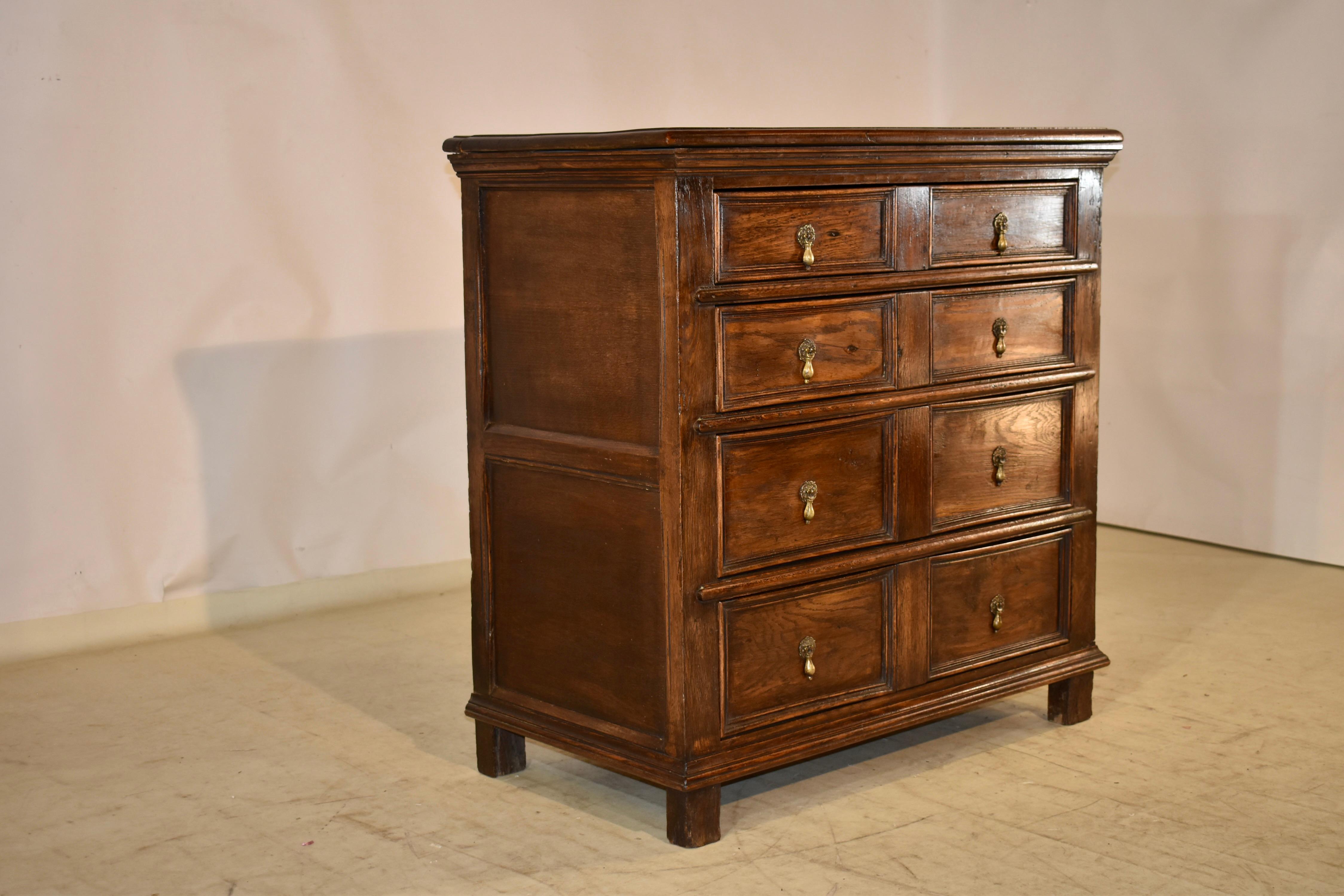 English Oak Geometric Chest of Drawers, circa 1940 In Good Condition In High Point, NC
