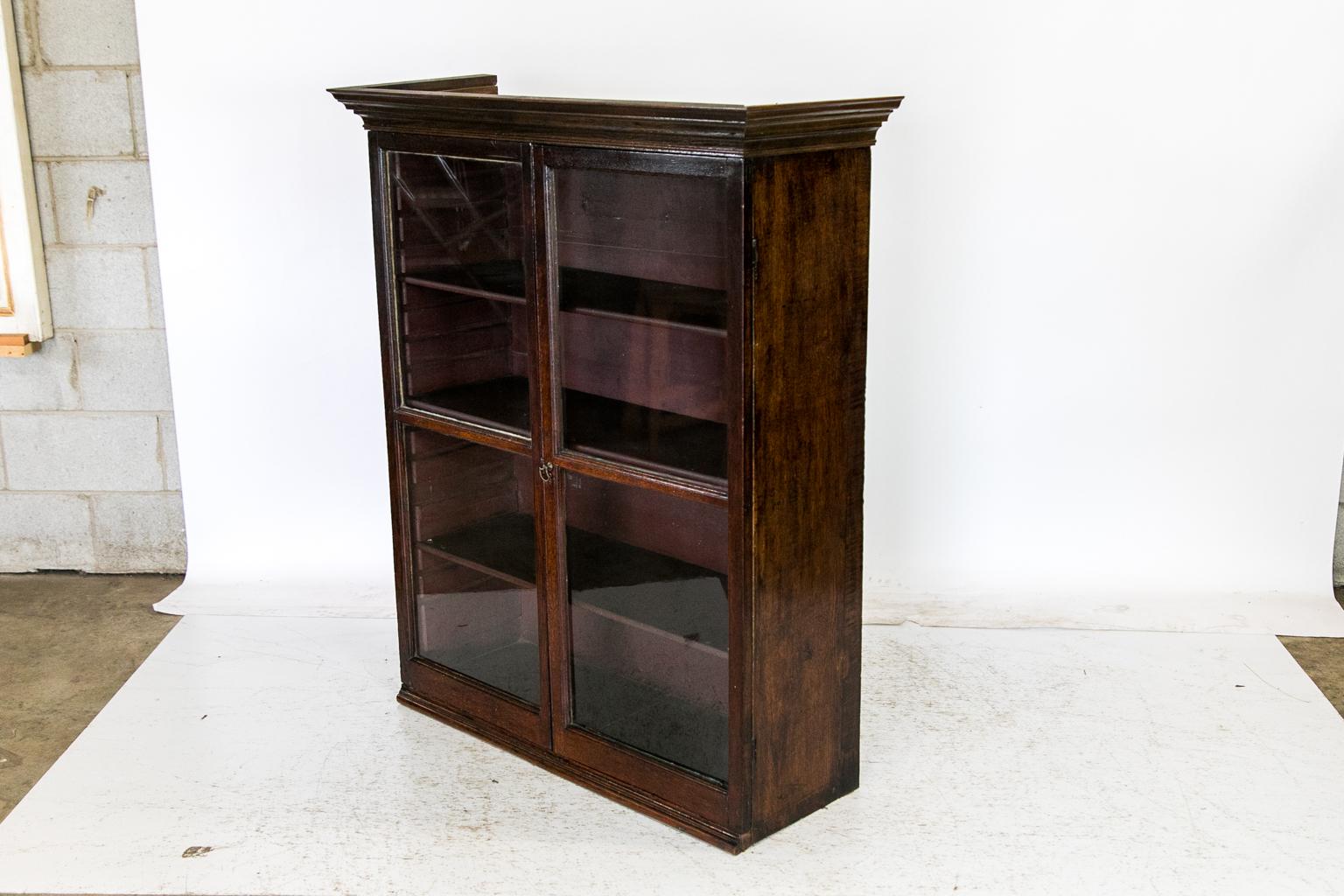 English Oak Glass Front Hanging Cabinet 2