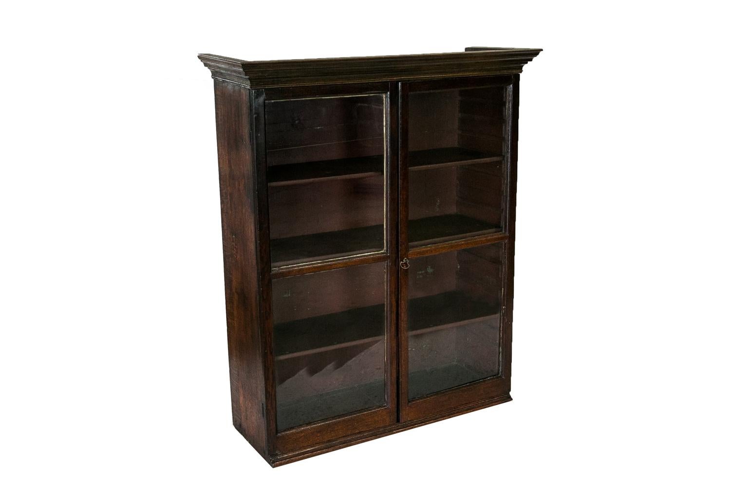 English Oak Glass Front Hanging Cabinet 3