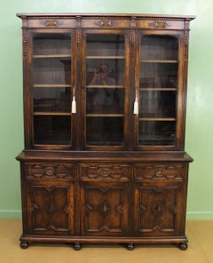 English Oak Glazed Bookcase