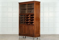 English Oak Glazed Haberdashery Cabinet