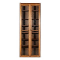 English Oak Glazed Haberdashery Cabinet
