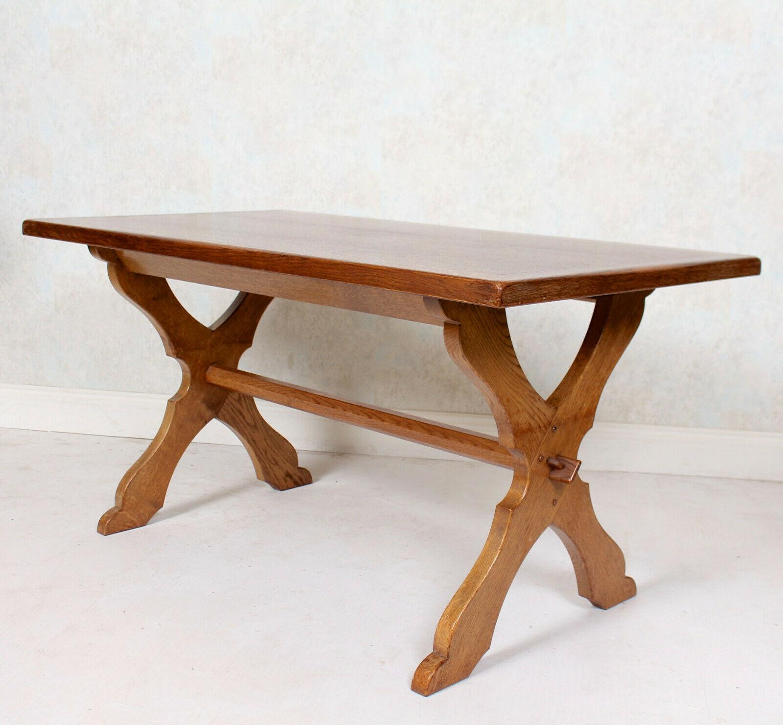 English Oak Gothic Refectory Table Trestle Dining Table For Sale 3