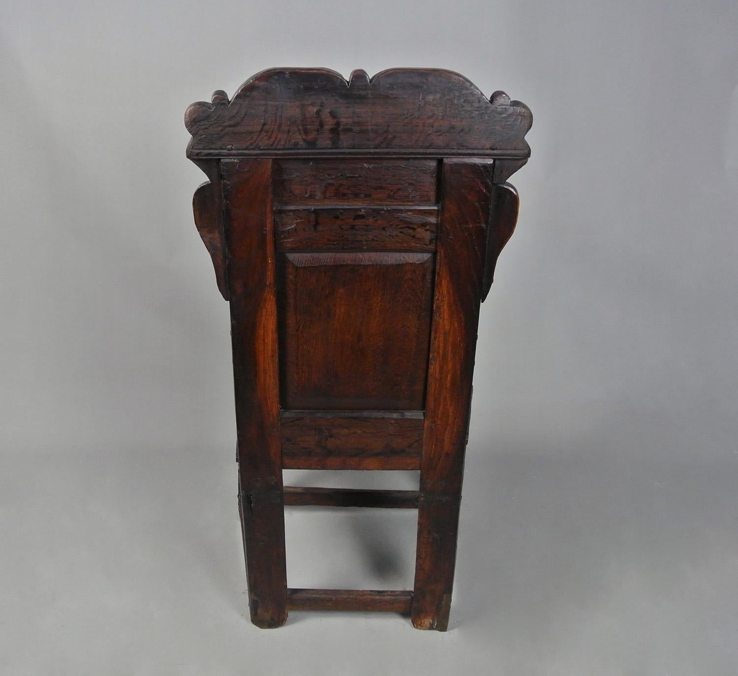 English Oak ‘Great Chair’ inlaid with Holly and Bog Oak c. 1650 2