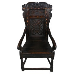 Antique English Oak ‘Great Chair’ inlaid with Holly and Bog Oak c. 1650