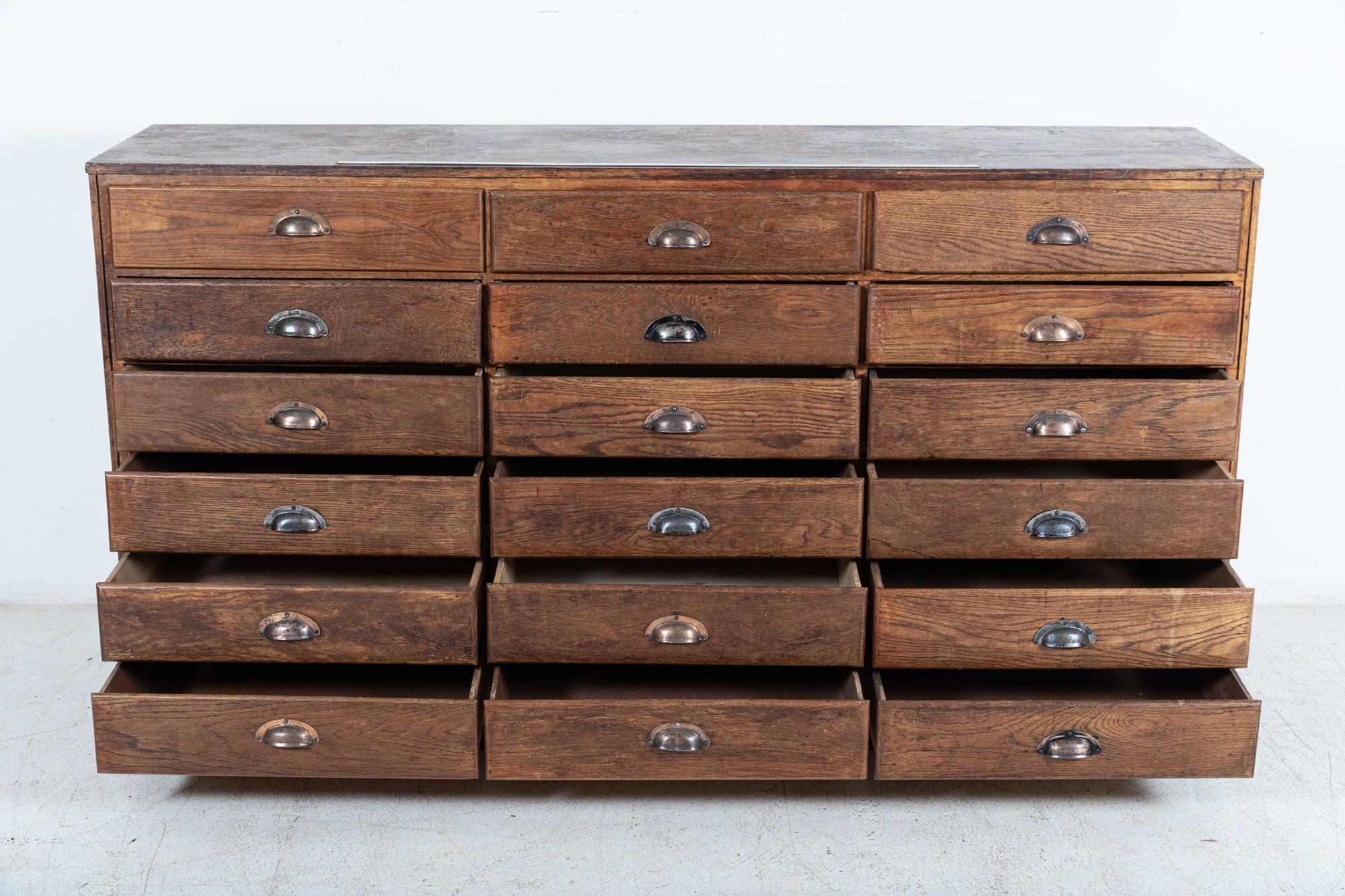 English Oak Haberdashery Bank of Drawers Cabinet 5