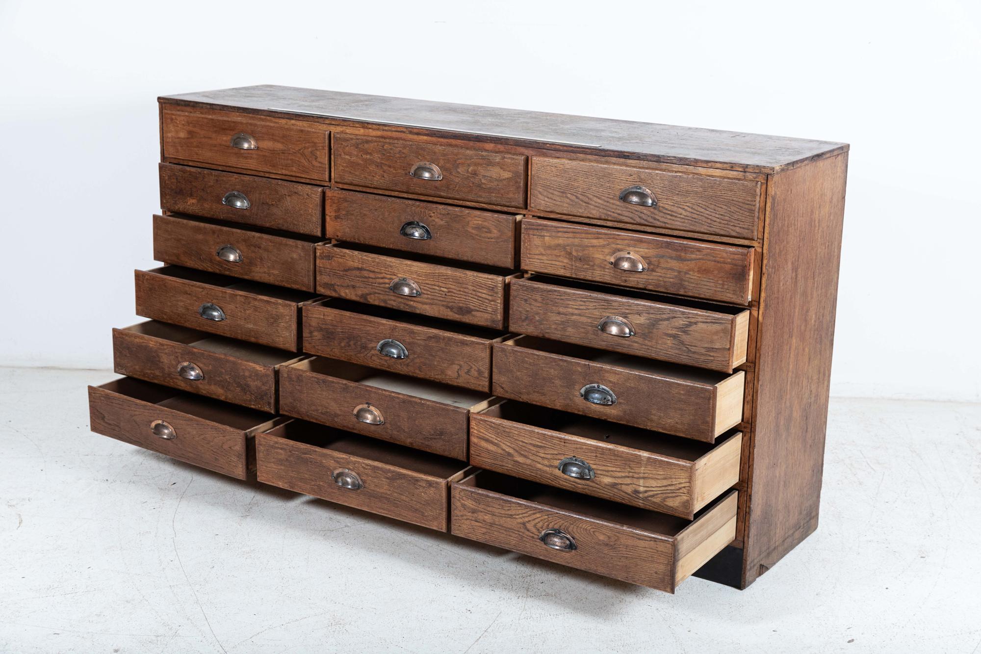 English Oak Haberdashery Bank of Drawers Cabinet 7