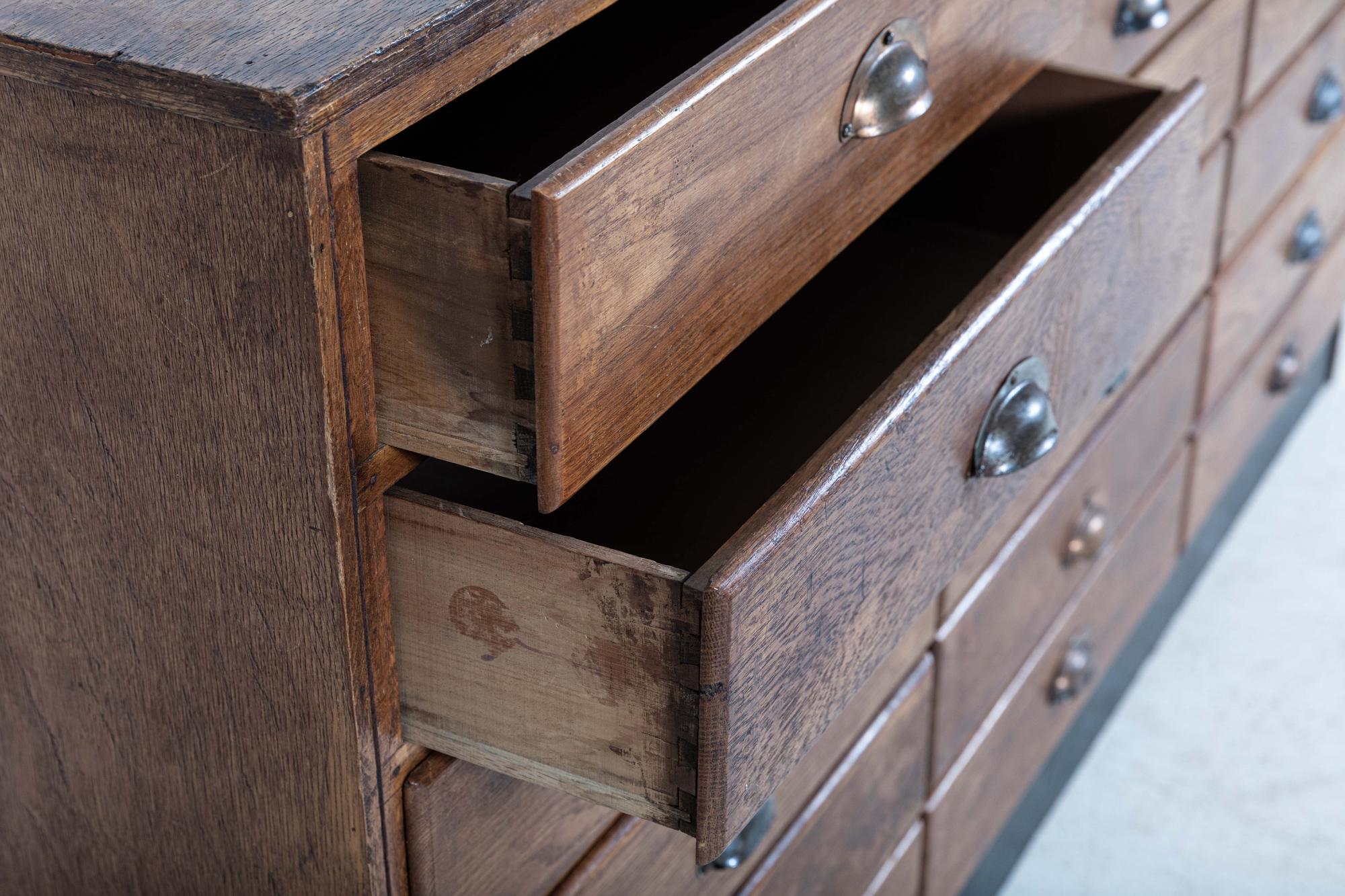 English Oak Haberdashery Bank of Drawers Cabinet In Good Condition In Staffordshire, GB