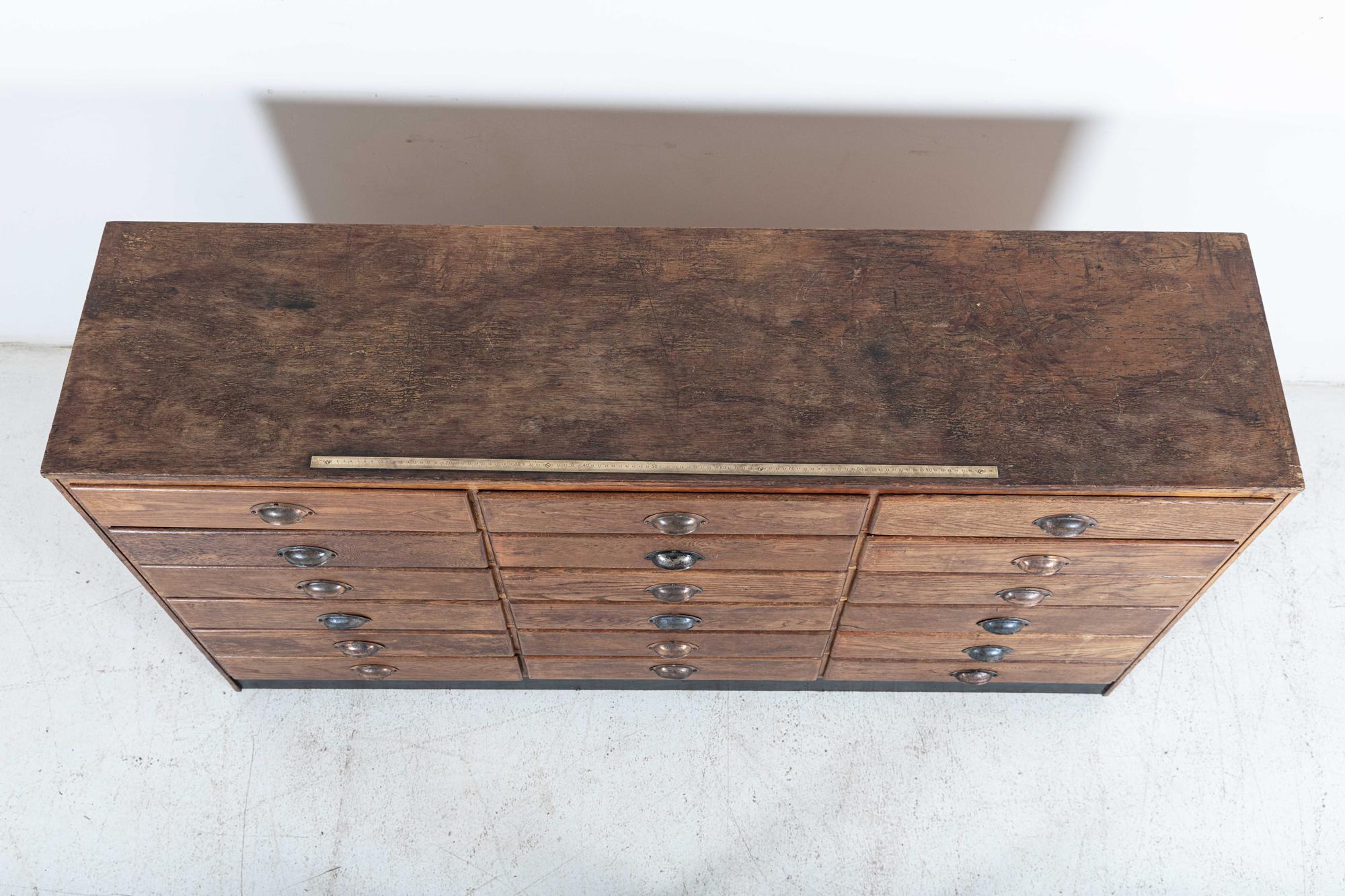 Early 20th Century English Oak Haberdashery Bank of Drawers Cabinet