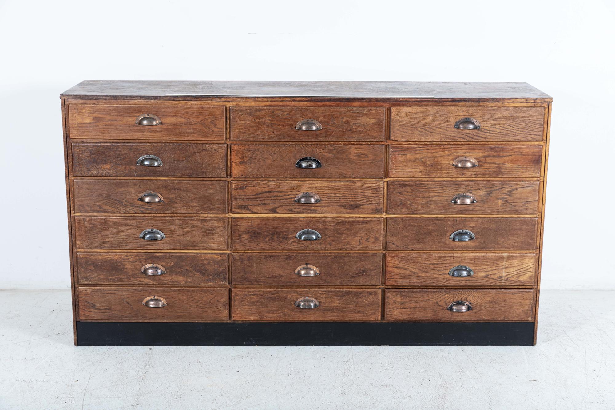 English Oak Haberdashery Bank of Drawers Cabinet 2