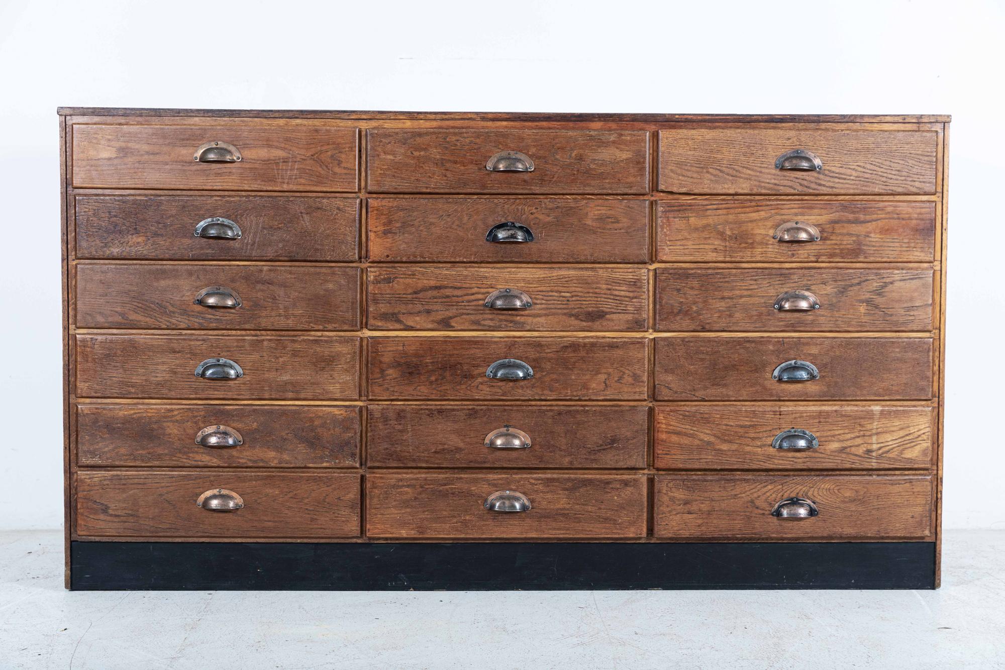 English Oak Haberdashery Bank of Drawers Cabinet 4