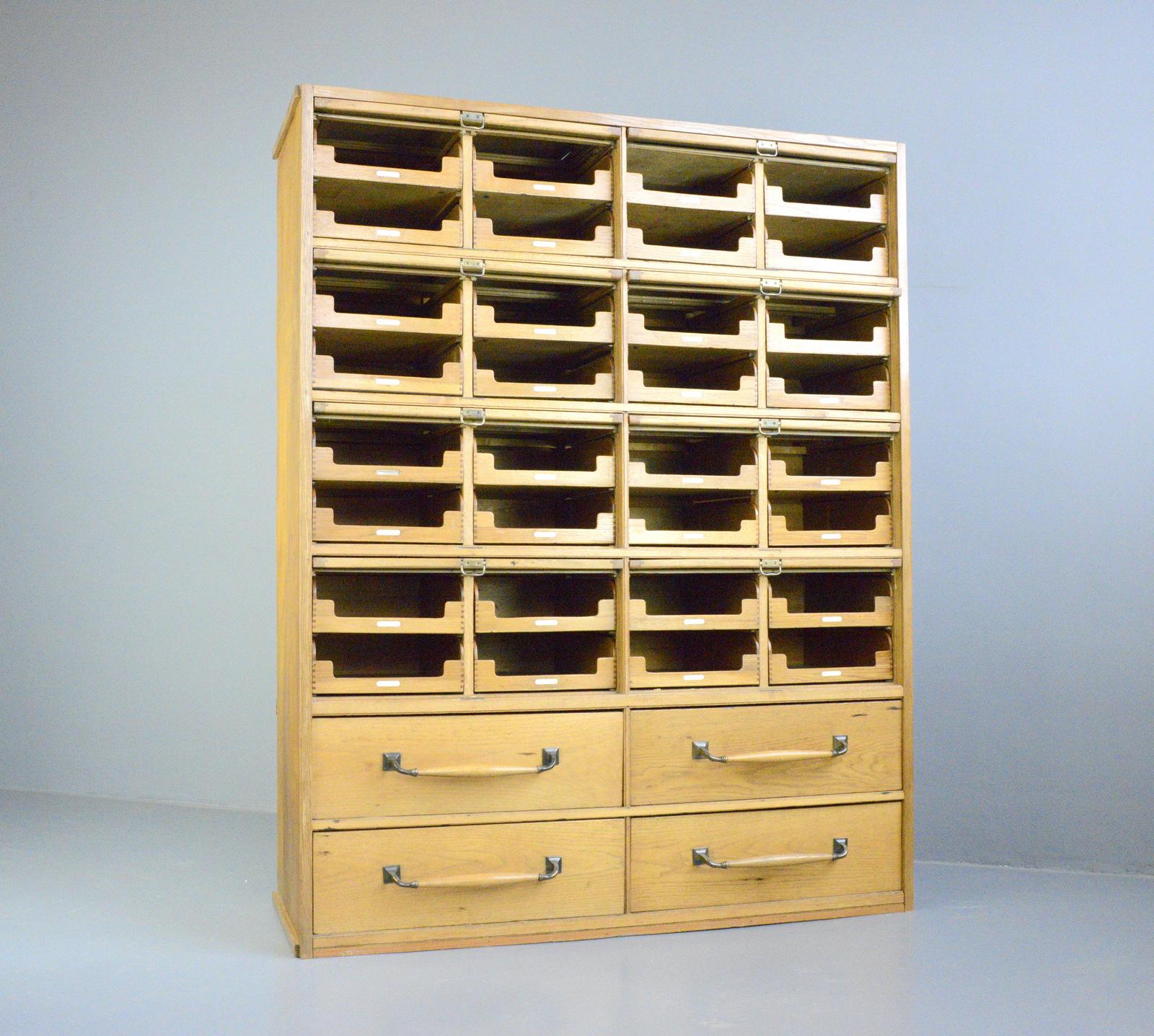 English Oak Haberdashery Cabinet, circa 1920s 4