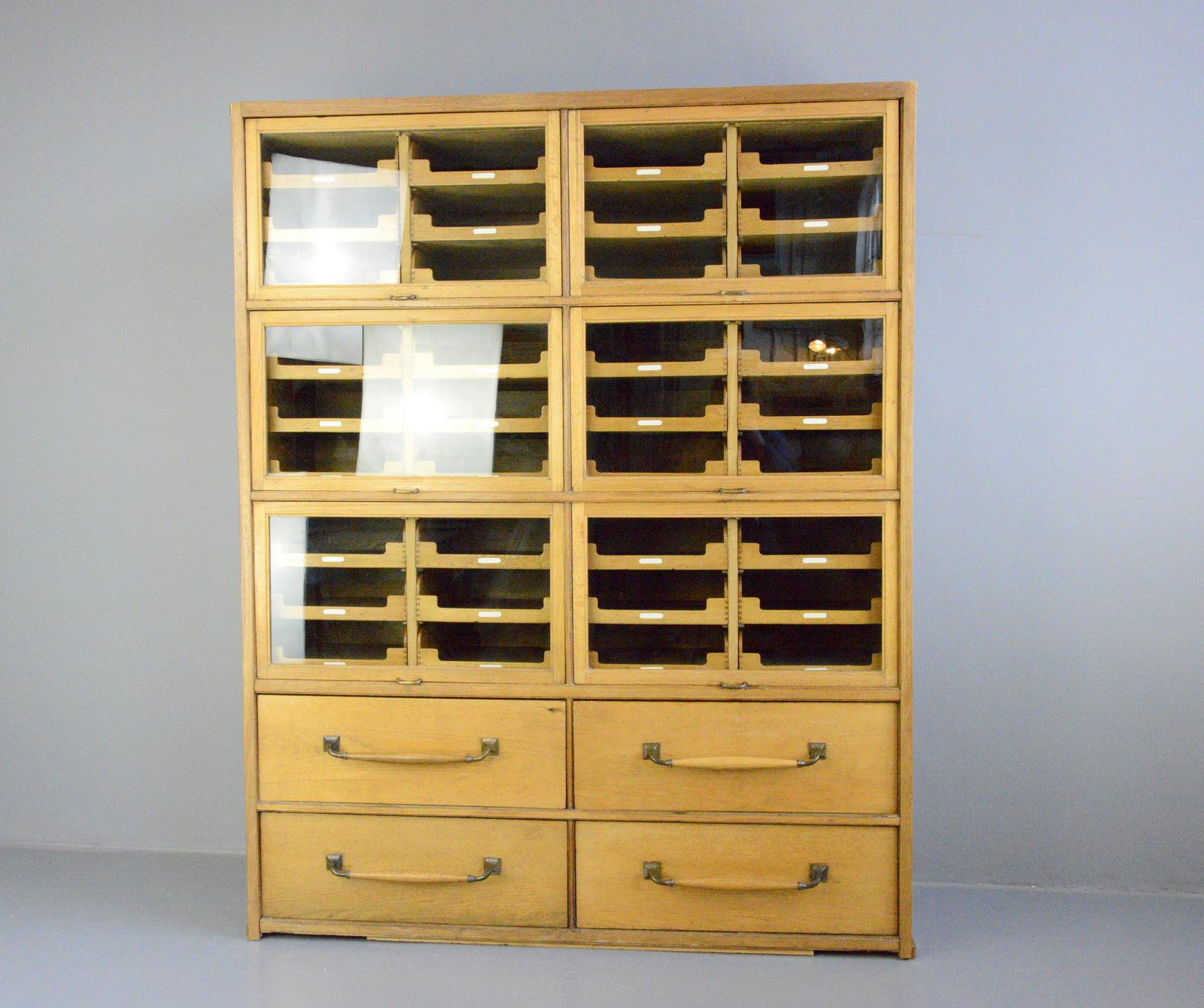 English Oak Haberdashery Cabinet, circa 1920s 5