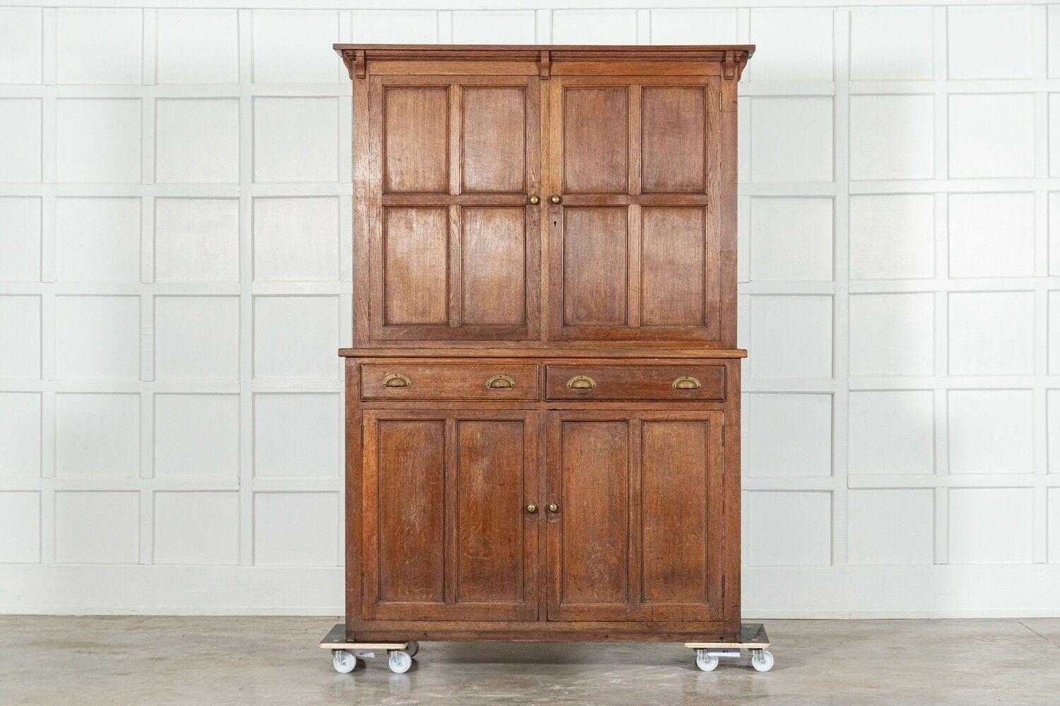 circa 1900
English Oak Housekeepers Cabinet
sku 1088
Base W139 x D51 x H100 cm
Top W147 x D31 x H106 cm
Together W147 x D51 x H206 cm
Weight 65kg