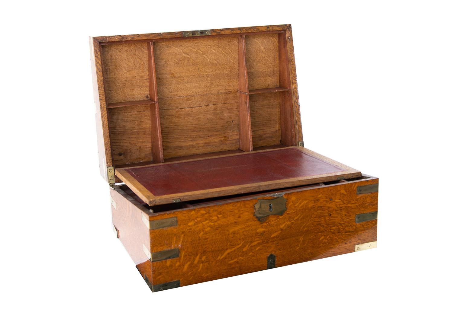 Inlay English Oak Inlaid Writing Box For Sale
